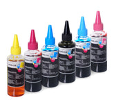 6x100ml Edible Ink Refill Bottle Compatible for Canon Cartridge  6 Color  (Black, Yellow, Cyan, Magenta, Light Cyan, Light Magenta)